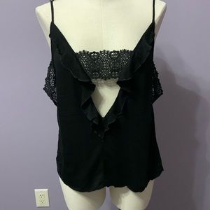 Gypsy 05 Deep V Cami w/Crochet Lace Bandeau, Black, size medium, NWT